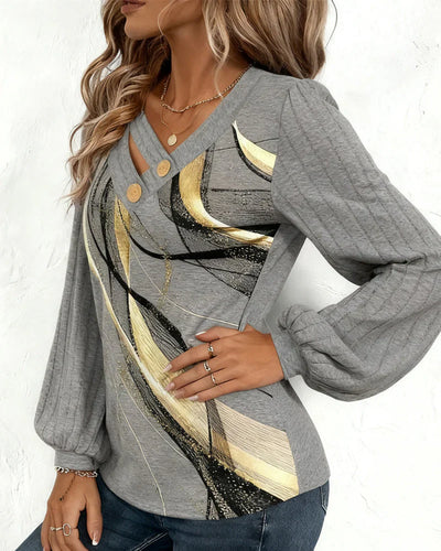 Women's Striped Blouse With Lantern Sleeves