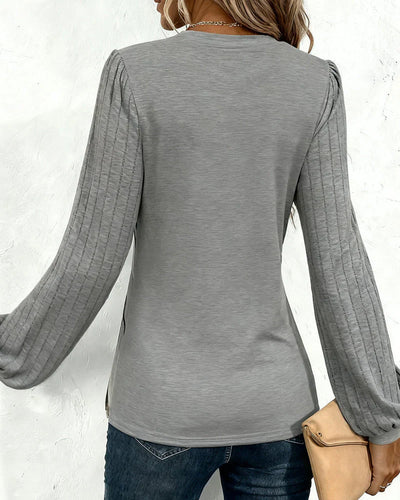 Women's Striped Blouse With Lantern Sleeves