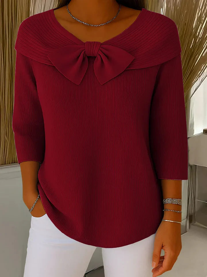 Kate's – Women's Sweater with Bow and Round Neckline