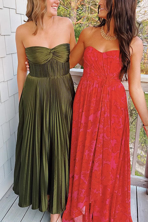 Joyce | Strapless Pleated Maxi Dress