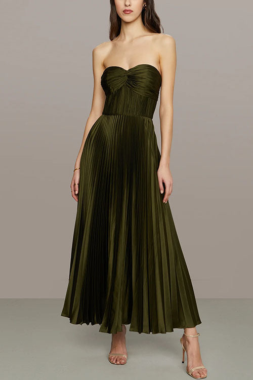 Joyce | Strapless Pleated Maxi Dress