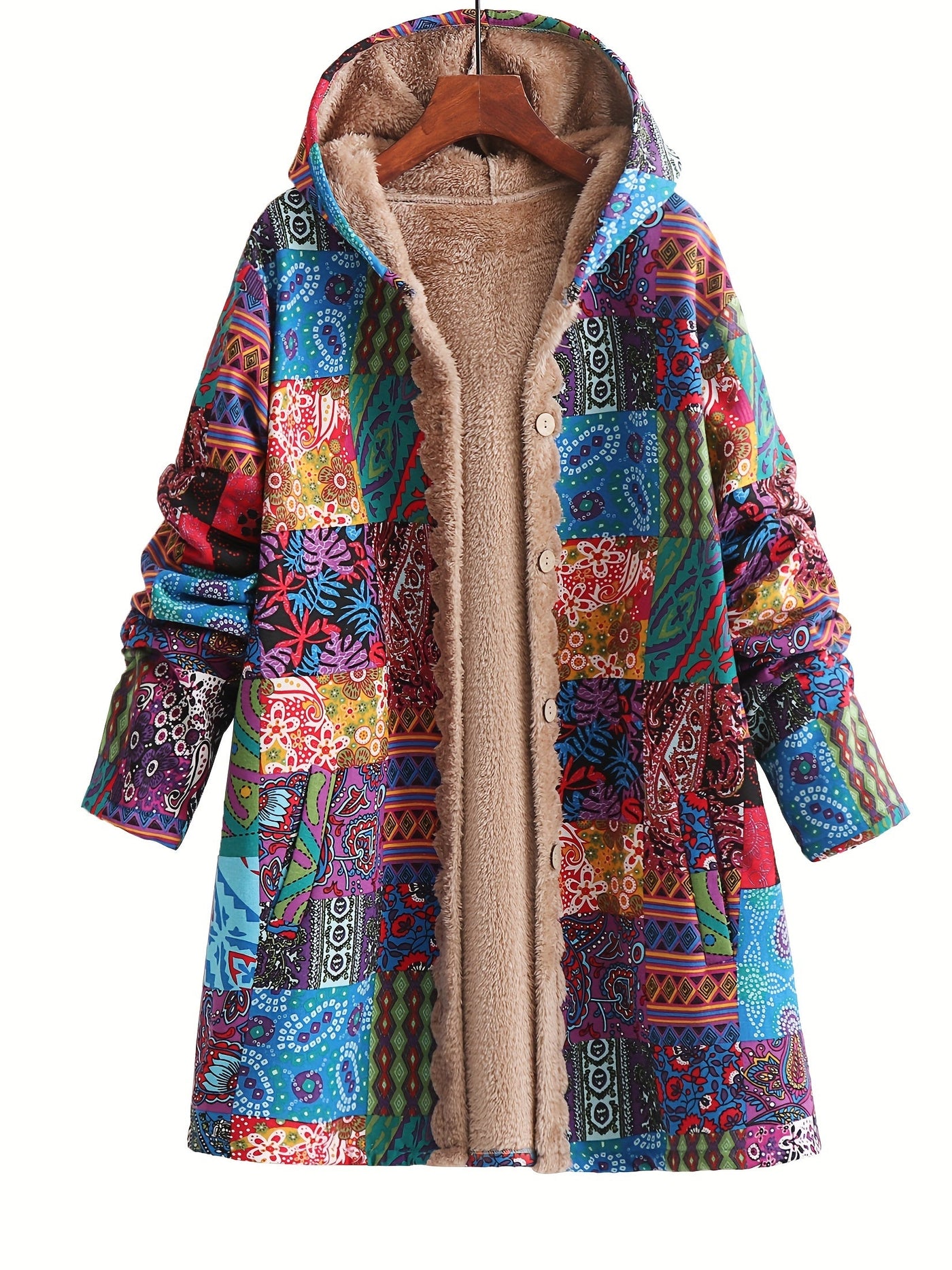 Kate's - Patchwork Coat Boho Hooded Winter Jacket