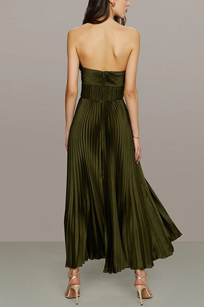 Joyce | Strapless Pleated Maxi Dress