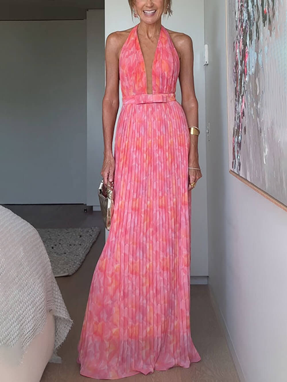 Rachel | Halter V-Neck Dress