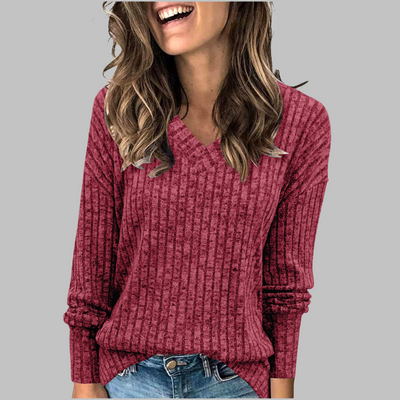 Kate's- Comfy V-Neck Long Sleeve Top