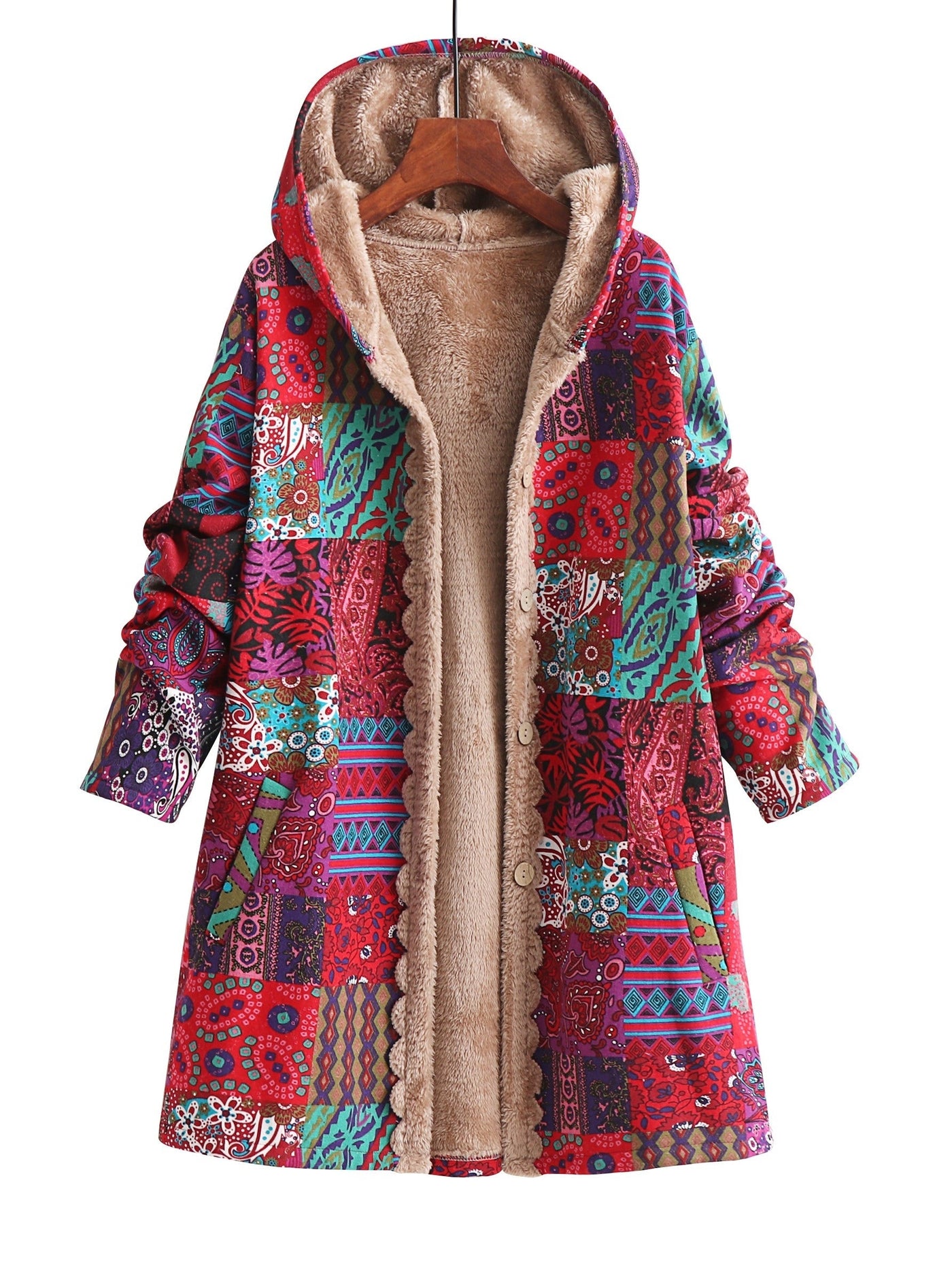 Kate's - Patchwork Coat Boho Hooded Winter Jacket