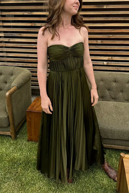 Joyce | Strapless Pleated Maxi Dress
