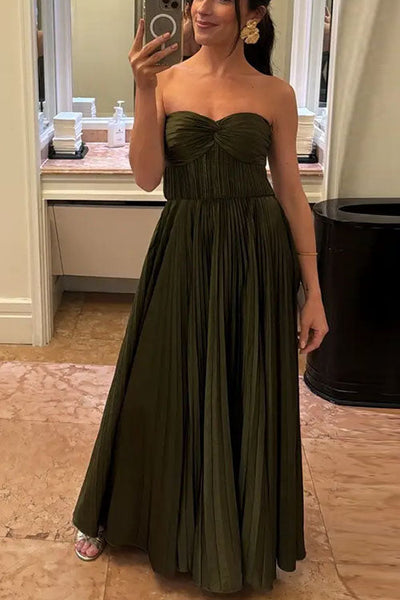 Joyce | Strapless Pleated Maxi Dress