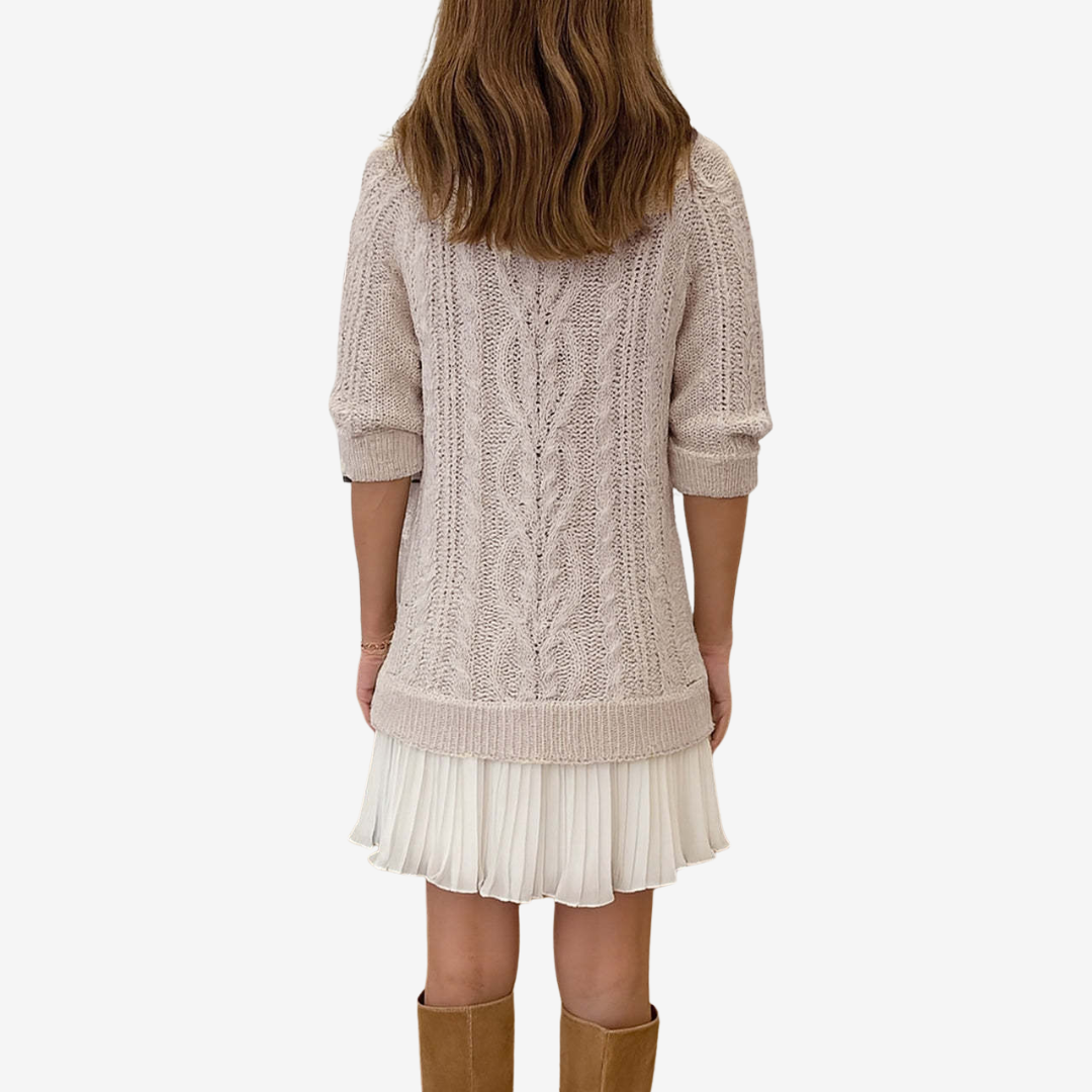 Kate's Boutique- Knit Sweater Dress with Pleated Skirt