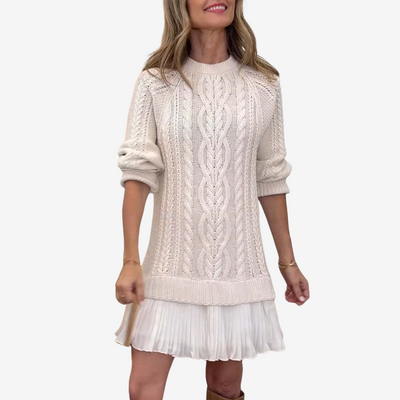 Kate's Boutique- Knit Sweater Dress with Pleated Skirt