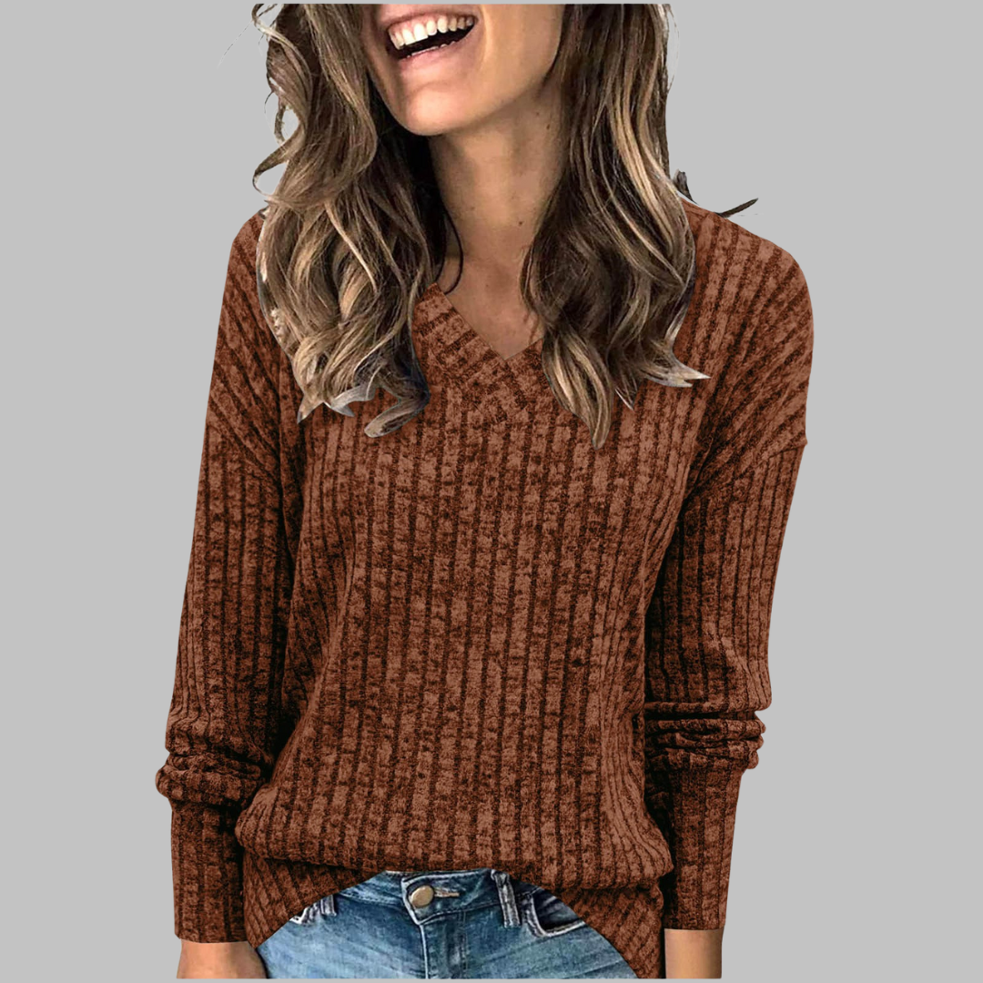 Kate's- Comfy V-Neck Long Sleeve Top