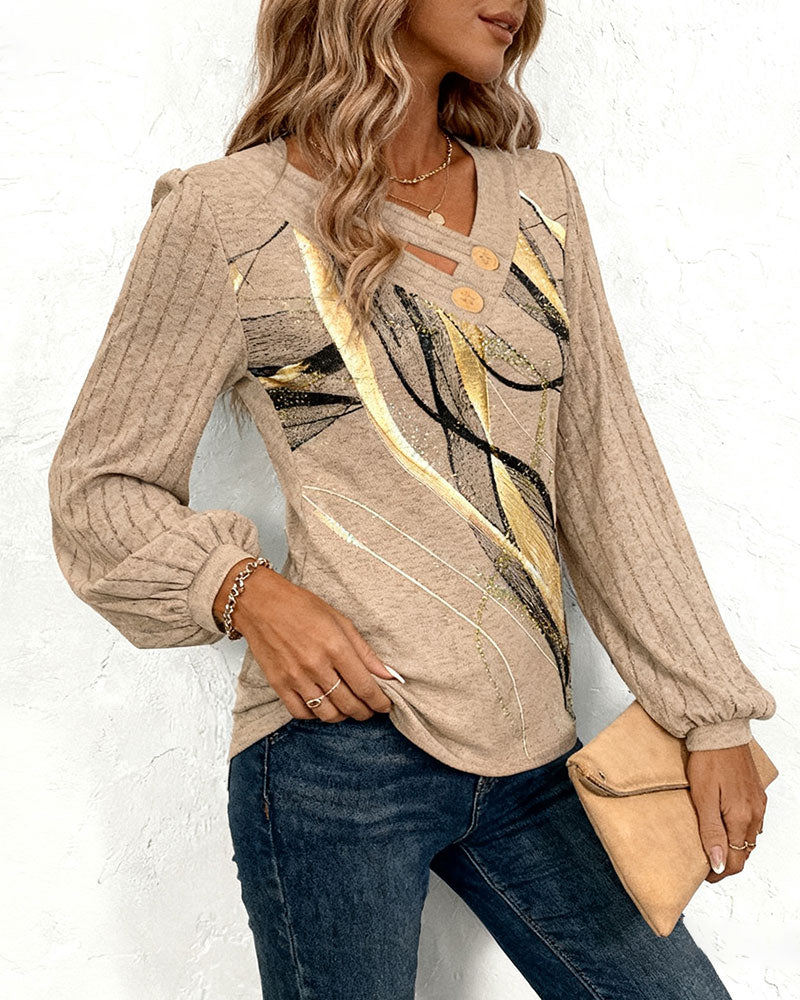 Women's Striped Blouse With Lantern Sleeves