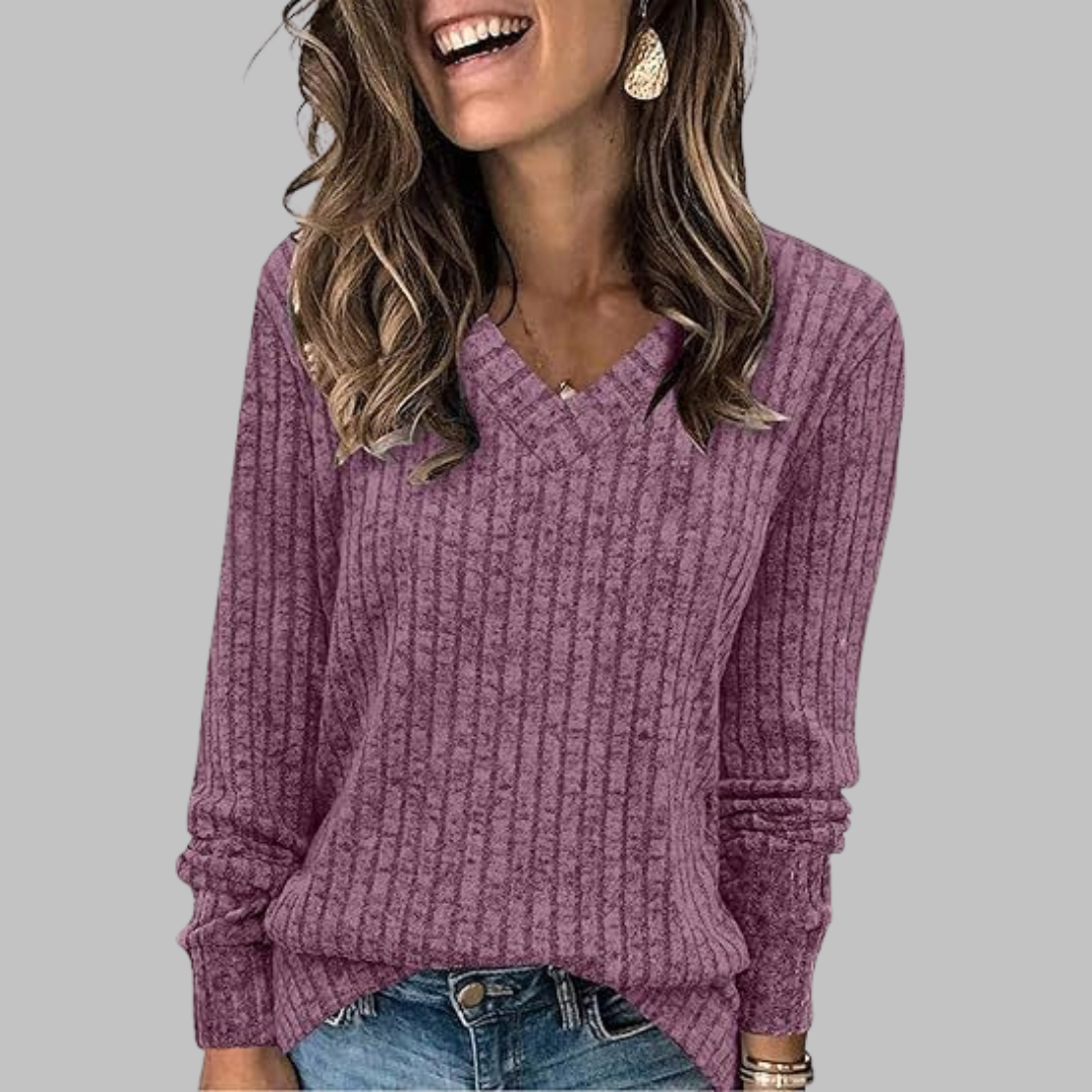 Kate's- Comfy V-Neck Long Sleeve Top