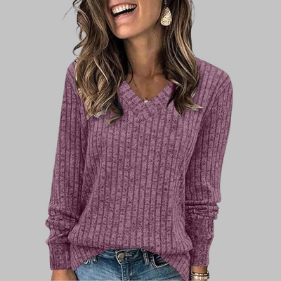 Kate's- Comfy V-Neck Long Sleeve Top