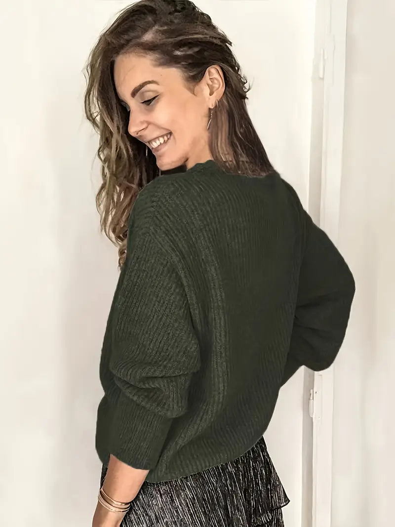 Kate's - Elegant V-Neck Cable Knit Sweater