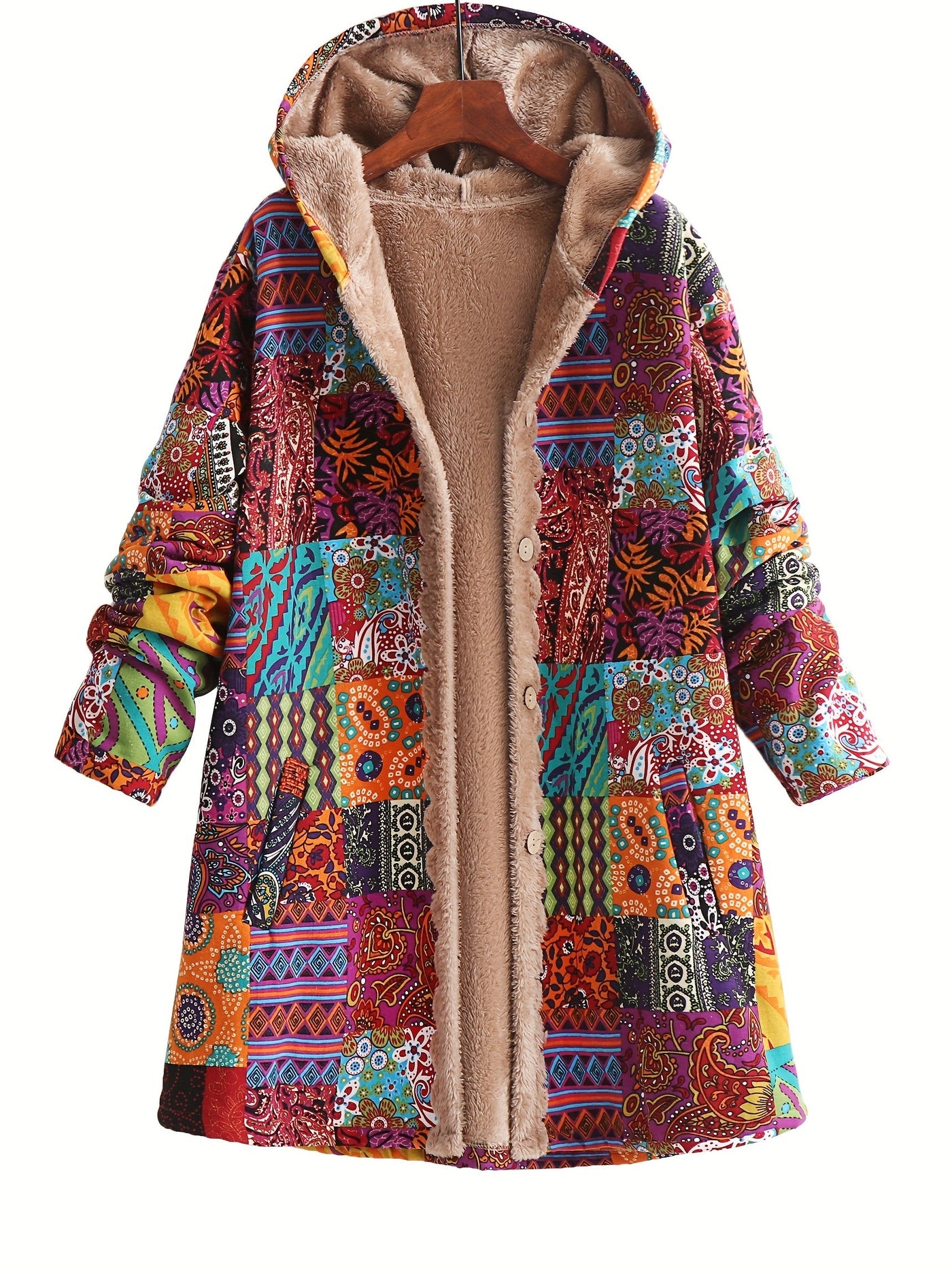Kate's - Patchwork Coat Boho Hooded Winter Jacket