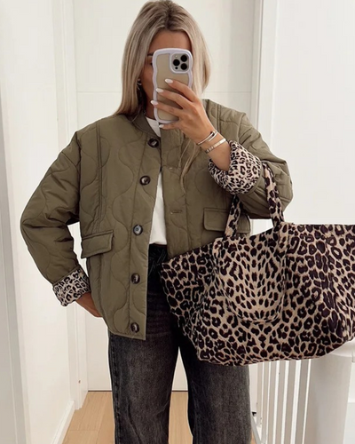 Kate's boutique- Elegant Leopard Print Lined Jacket