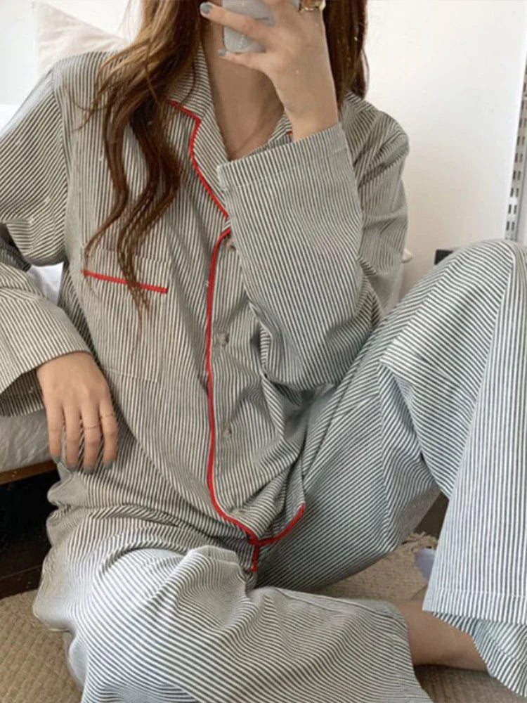 Evi | Green Striped Pajama Set
