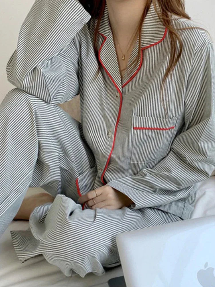 Evi | Green Striped Pajama Set