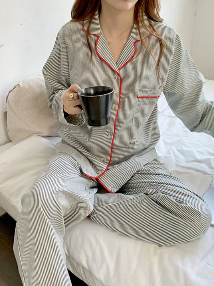 Evi | Green Striped Pajama Set