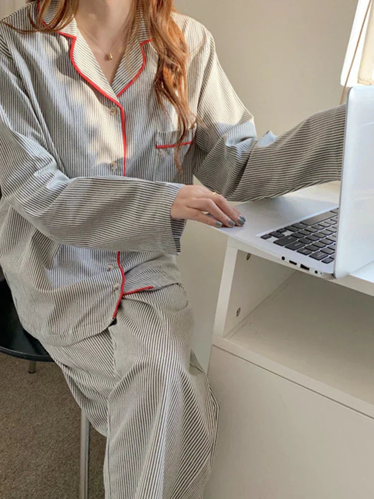 Evi | Green Striped Pajama Set
