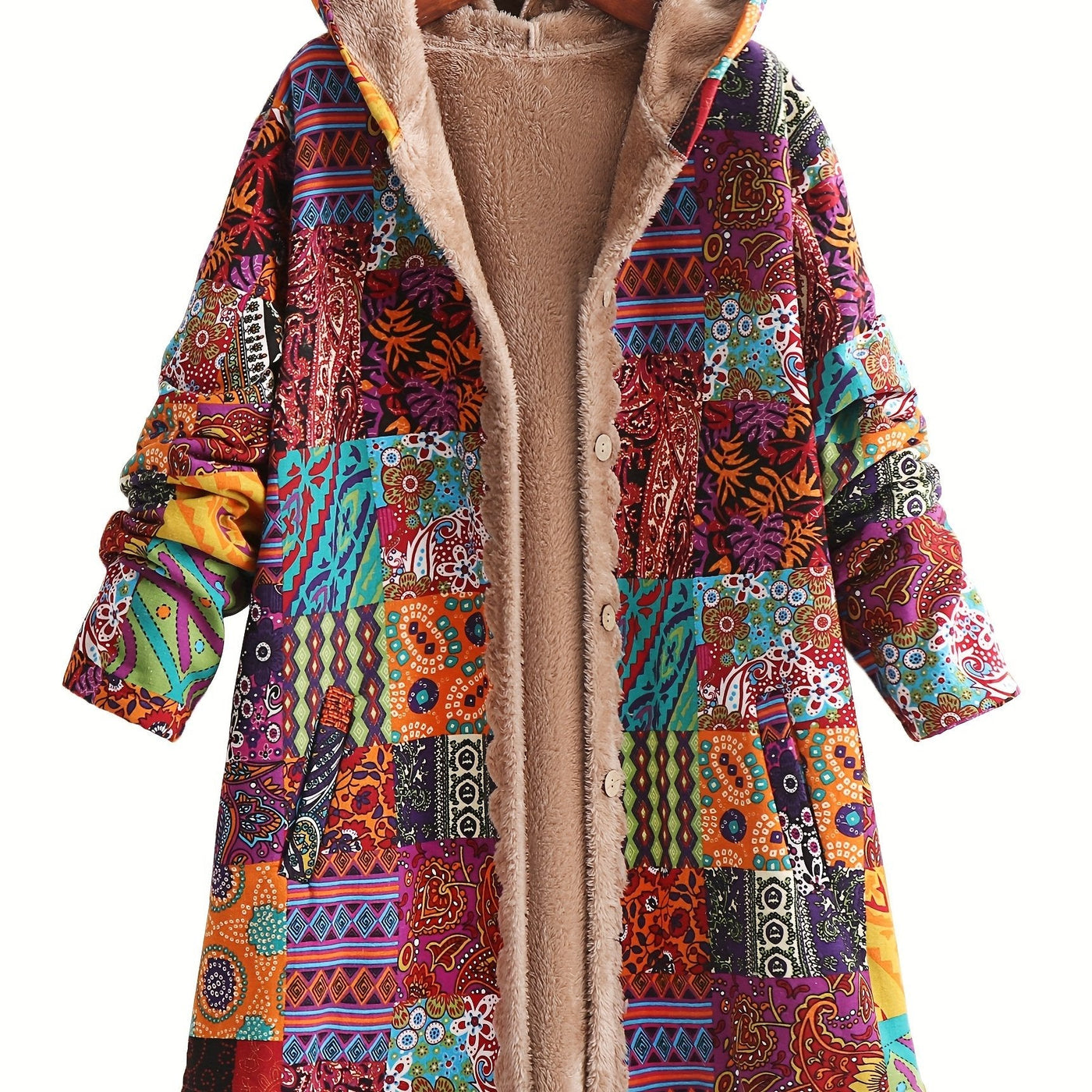 Kate's - Patchwork Coat Boho Hooded Winter Jacket