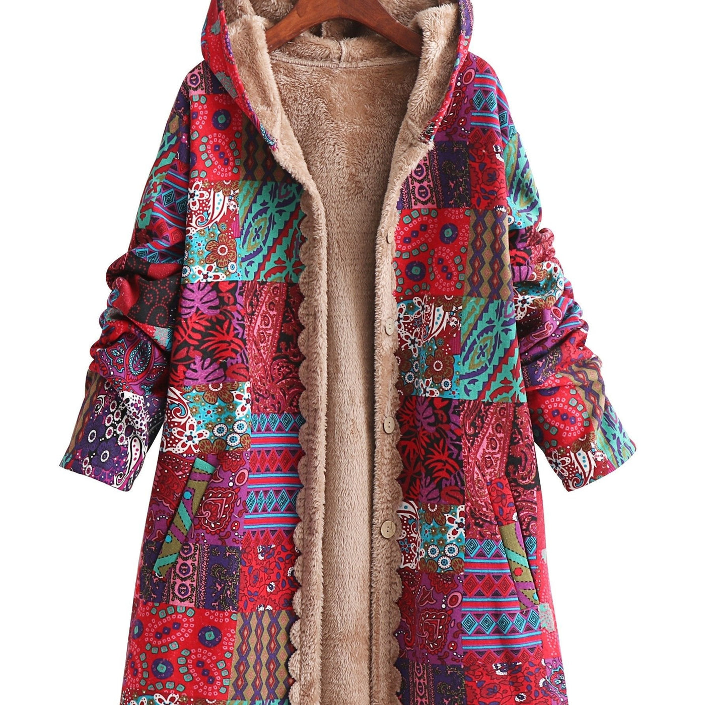 Kate's - Patchwork Coat Boho Hooded Winter Jacket