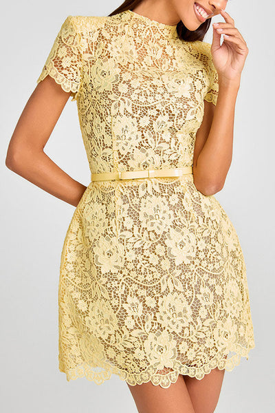 Macy | Yellow Lace Dress