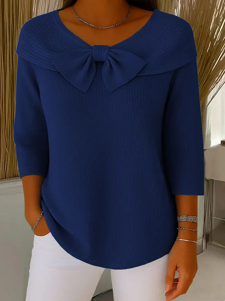 Kate's – Women's Sweater with Bow and Round Neckline