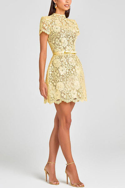 Macy | Yellow Lace Dress