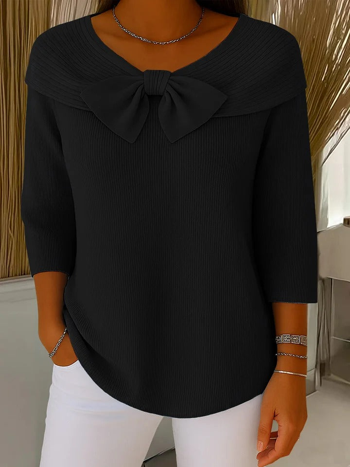 Kate's – Women's Sweater with Bow and Round Neckline
