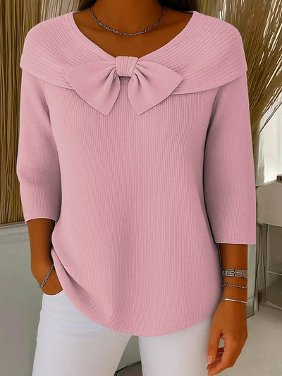Kate's – Women's Sweater with Bow and Round Neckline