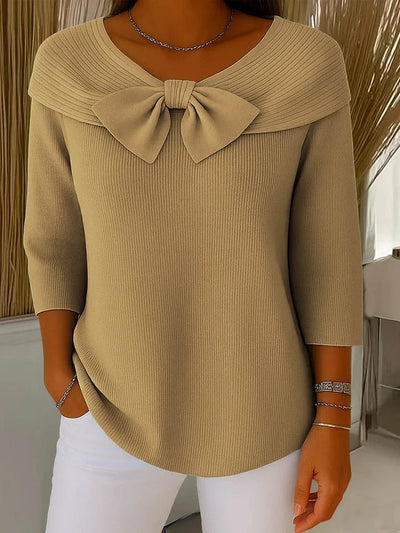 Kate's – Women's Sweater with Bow and Round Neckline