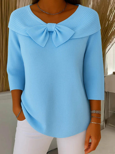 Kate's – Women's Sweater with Bow and Round Neckline